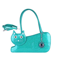 Kitty Handbag Teal Glitter