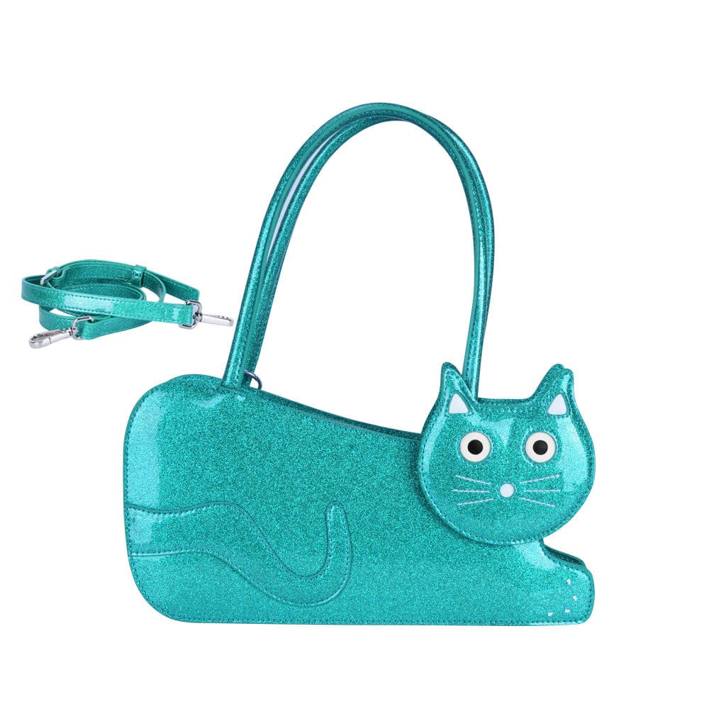 TUK Shoes Kitty Handbag Teal Glitter