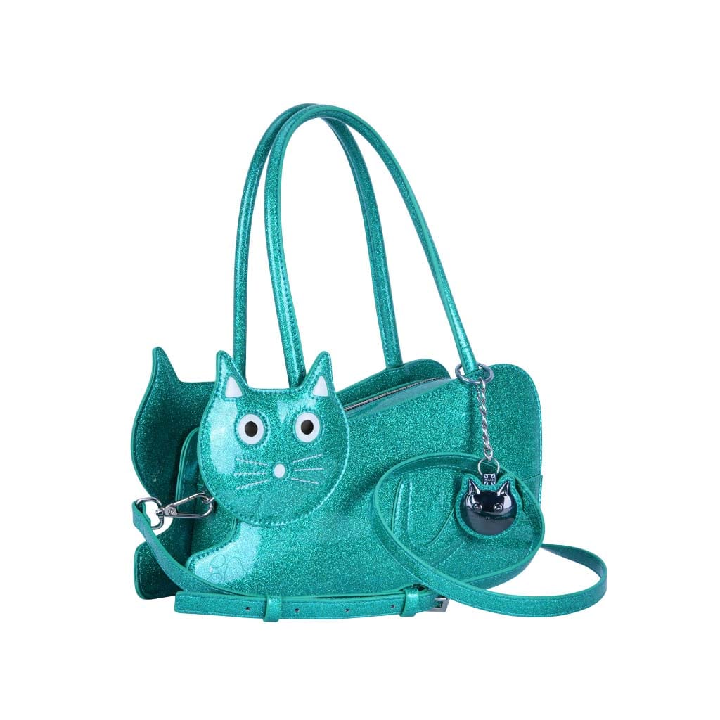 TUK Shoes Kitty Handbag Teal Glitter