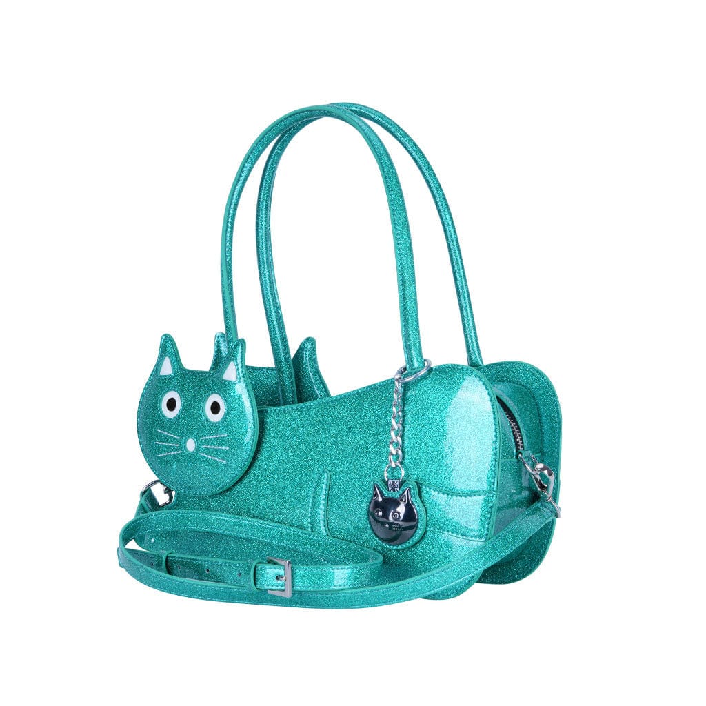 TUK Shoes Kitty Handbag Teal Glitter