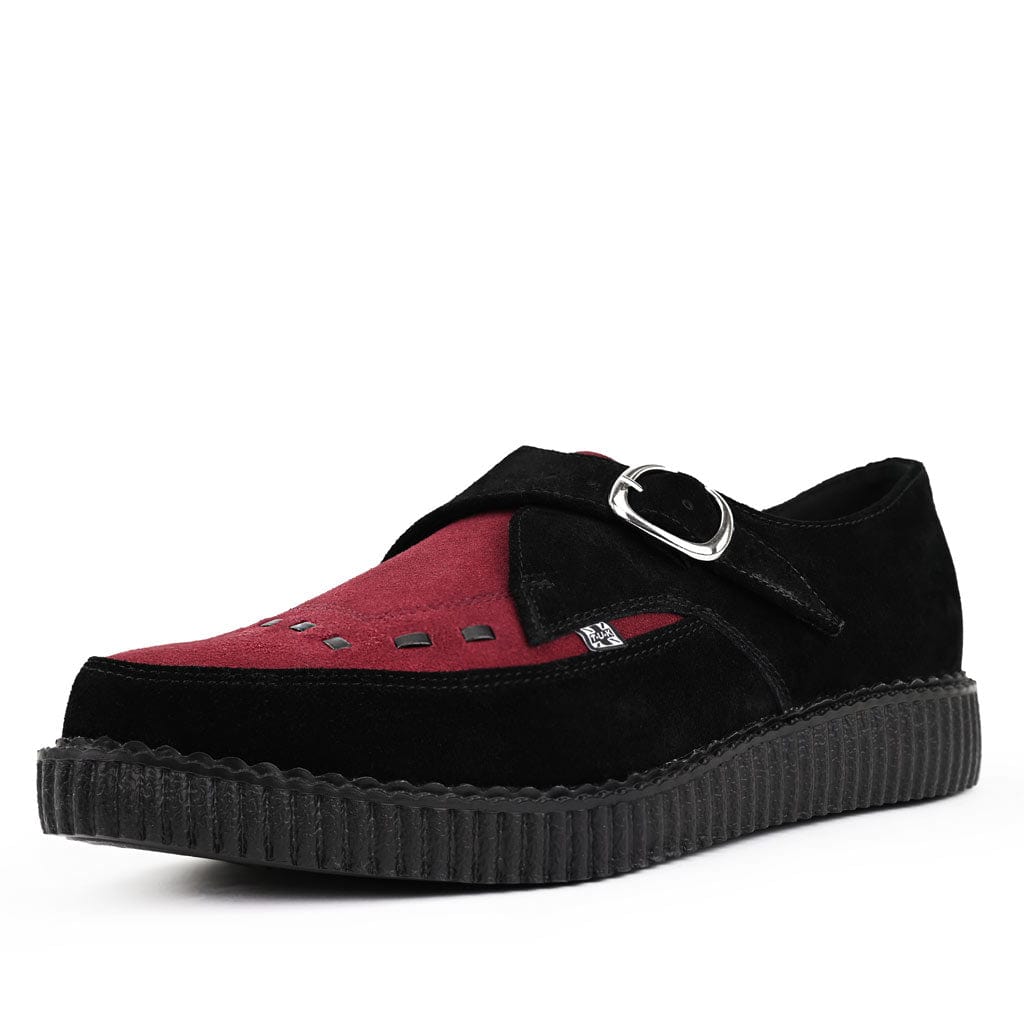 TUK Shoes Pointed Creeper Black & Burgundy Suede