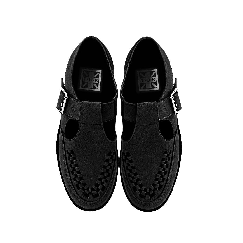 TUK Shoes Viva Low T-Bar Creeper Black Suede