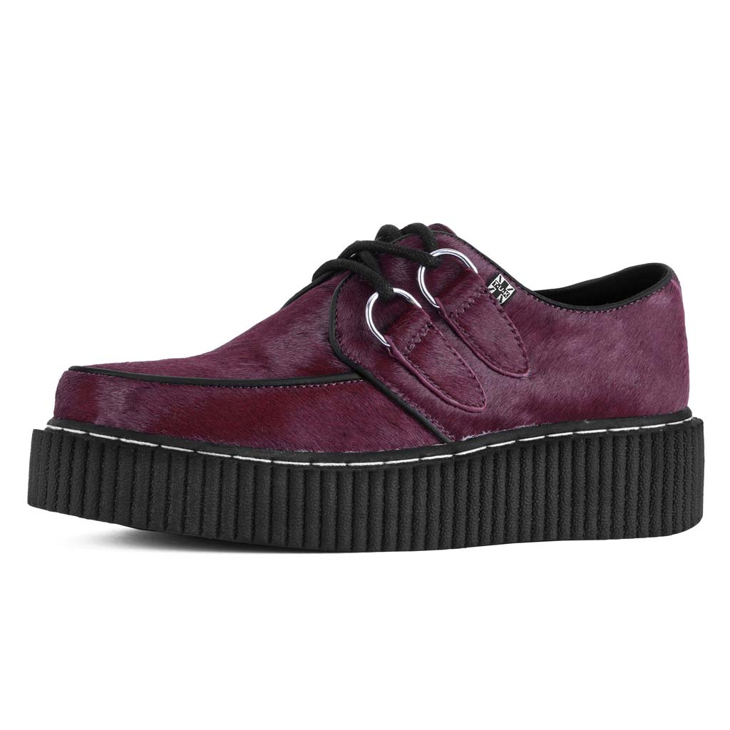 TUK Shoes Vintage Creeper Burgundy Cow Hair
