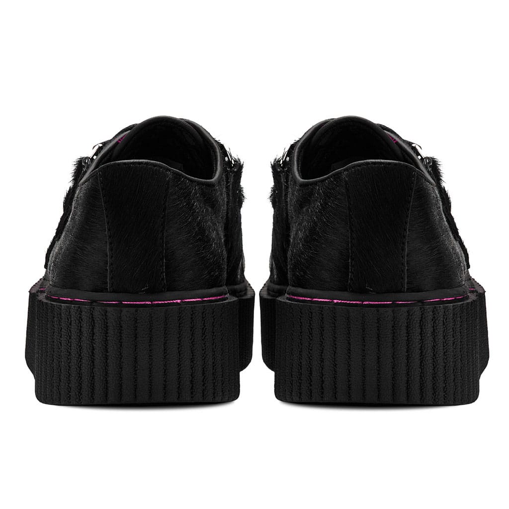 TUK Shoes Vintage Creeper Black & Pink Cow Hair