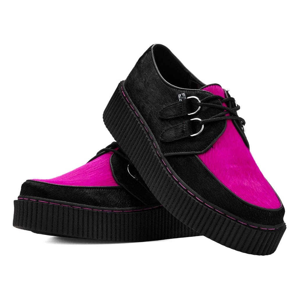 TUK Shoes Vintage Creeper Black & Pink Cow Hair