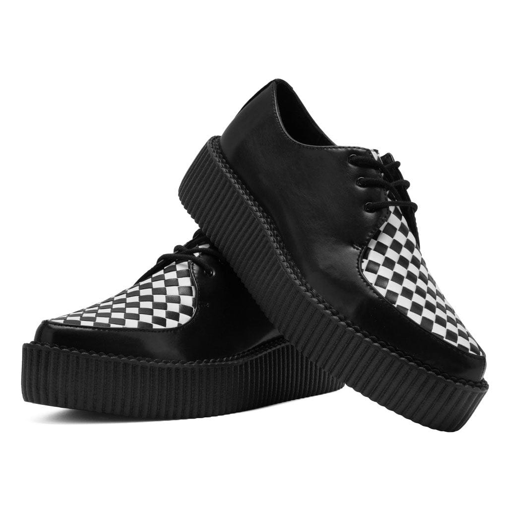 TUK Shoes Viva High Pointed Creeper Black/White Woven