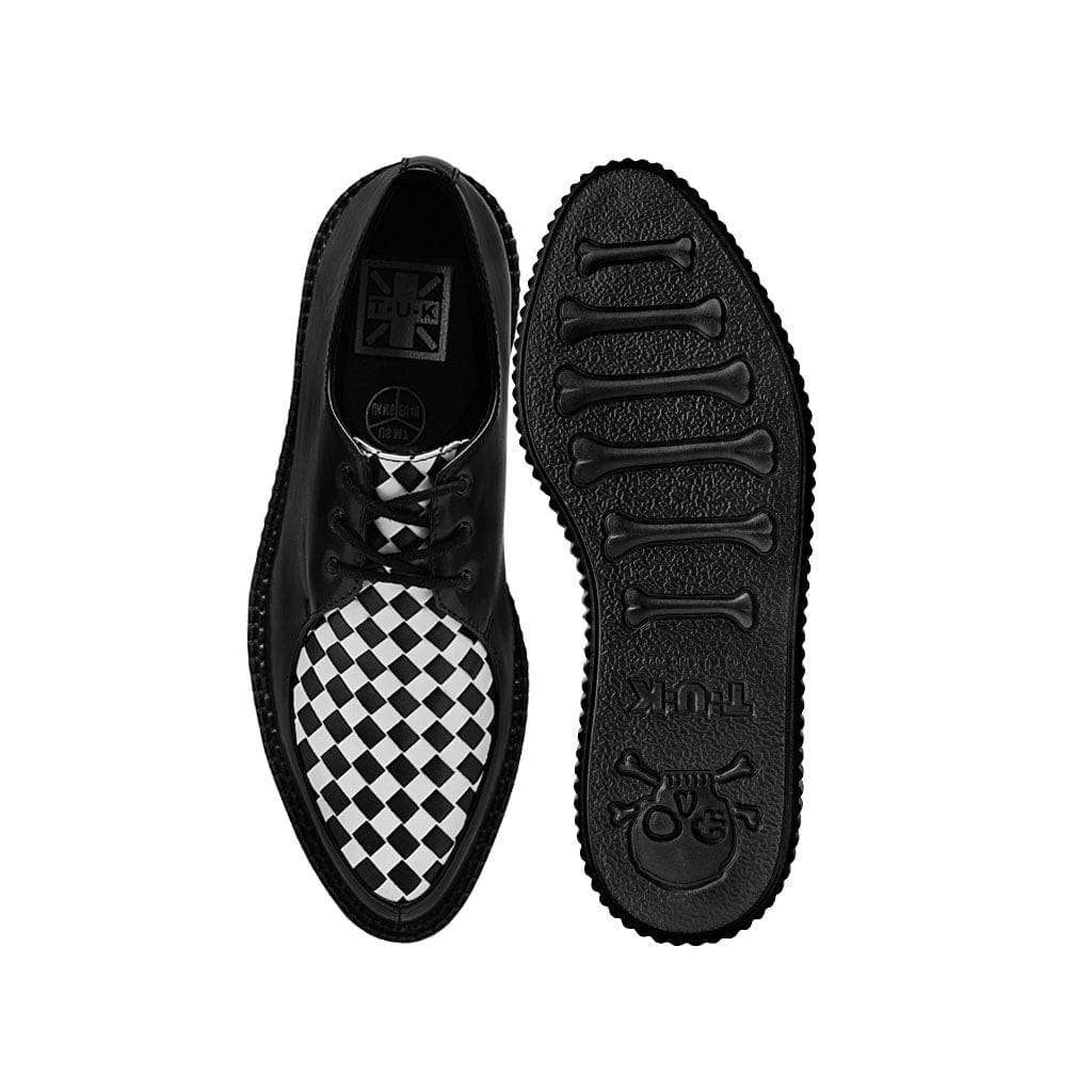 TUK Shoes Viva High Pointed Creeper Black/White Woven