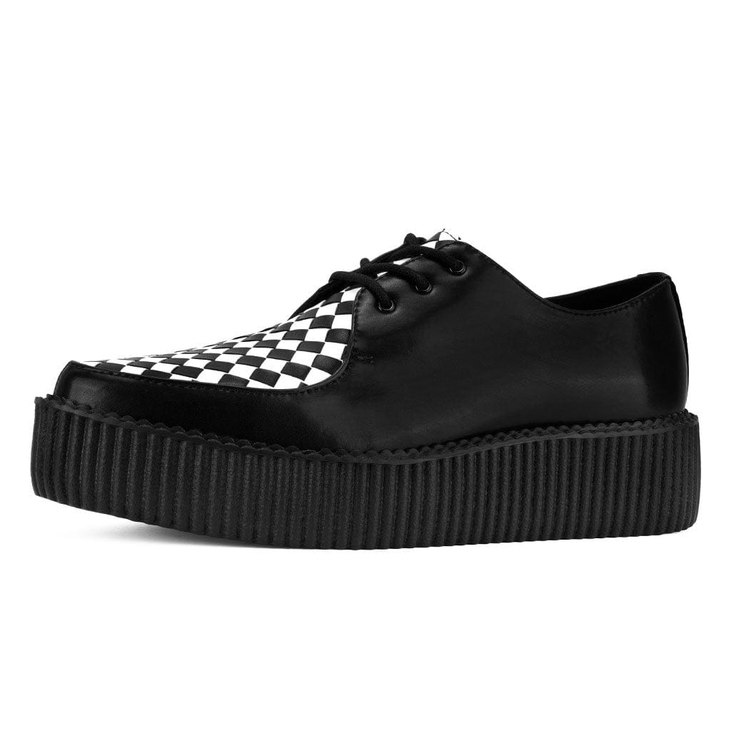 TUK Shoes Viva High Pointed Creeper Black/White Woven