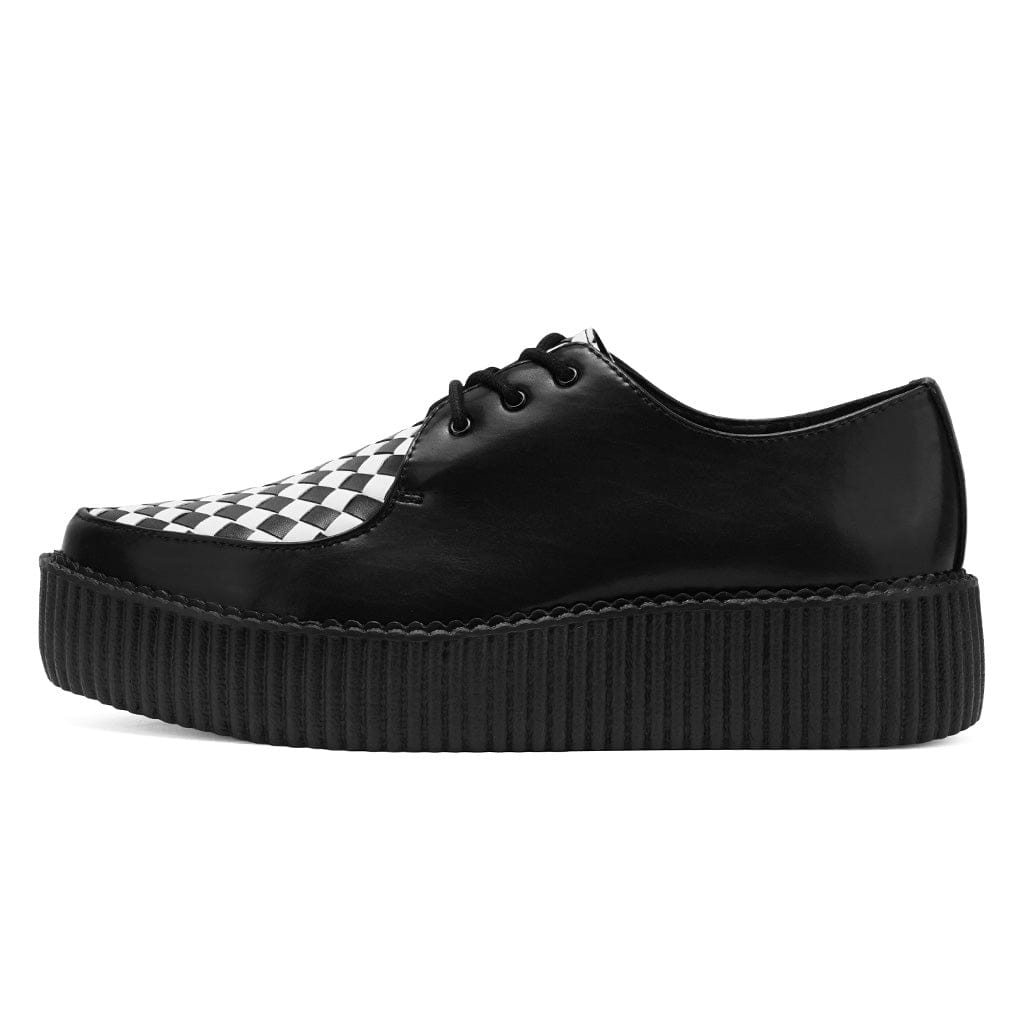 TUK Shoes Viva High Pointed Creeper Black/White Woven