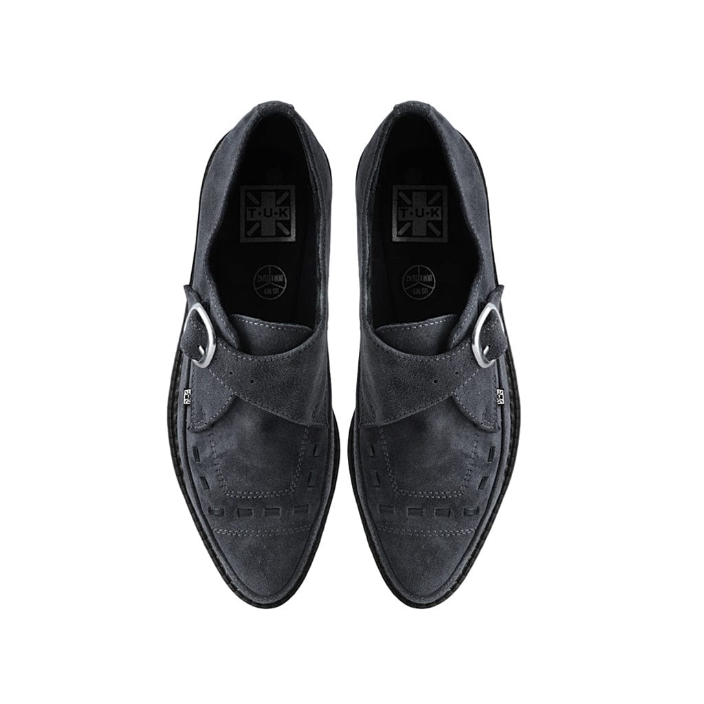 TUK Shoes Pointed Creeper Monk Buckle Charcoal Suede