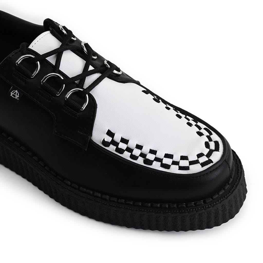 TUK Shoes Anarchic 3 Ring Creeper Black & White Leather