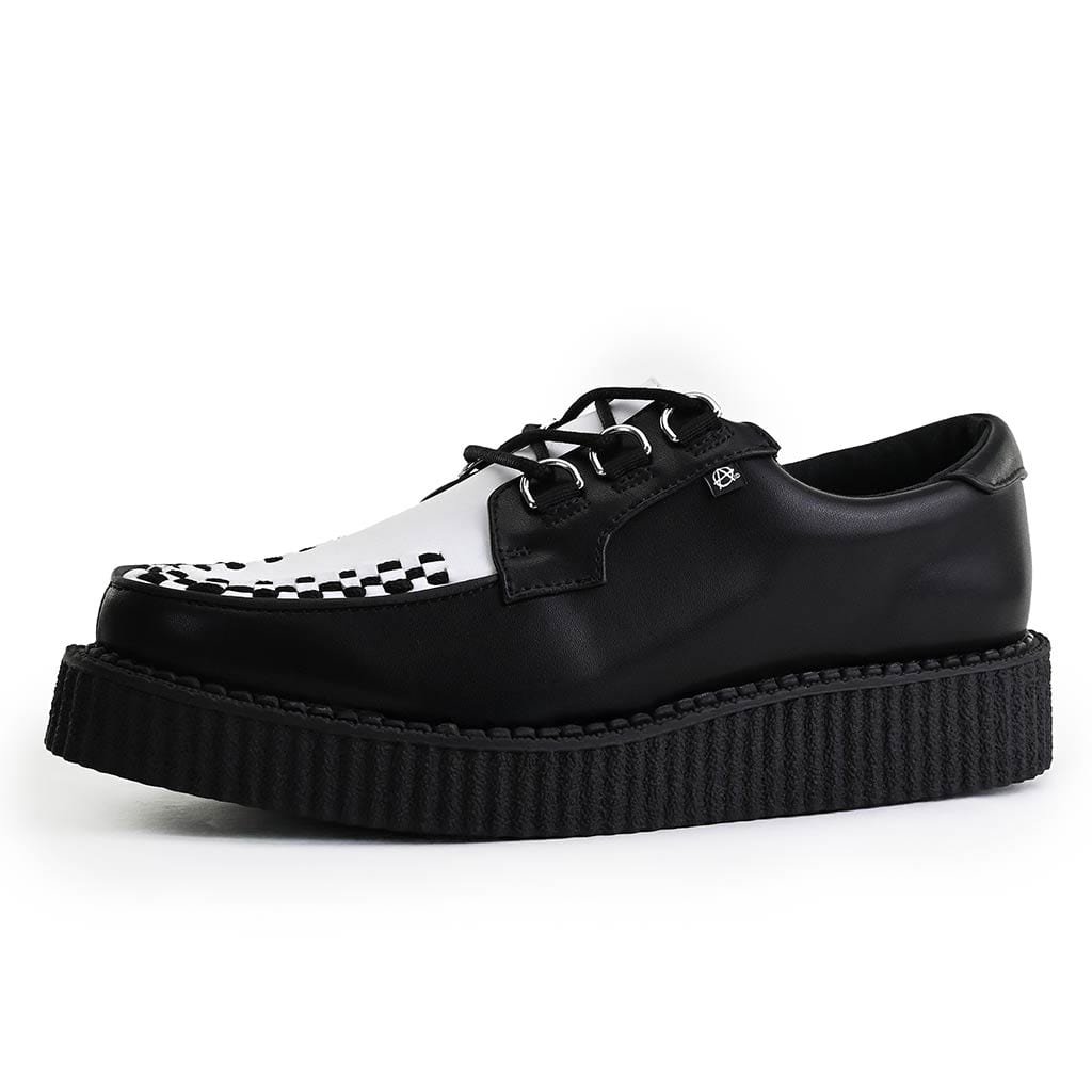 TUK Shoes Anarchic 3 Ring Creeper Black & White Leather
