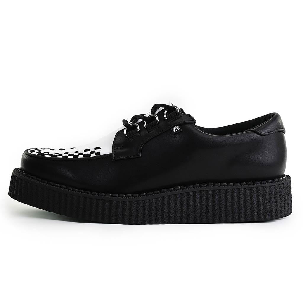 TUK Shoes Anarchic 3 Ring Creeper Black & White Leather