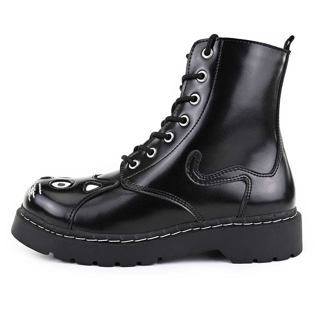 Kitty Combat Boot Black Leather - Main Image
