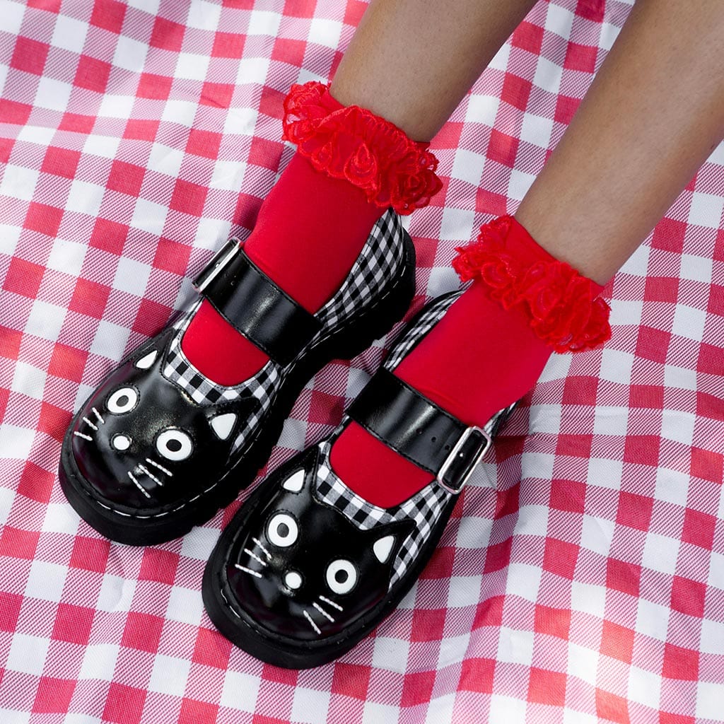 TUK Shoes Mary Jane Kitty Black & White Gingham