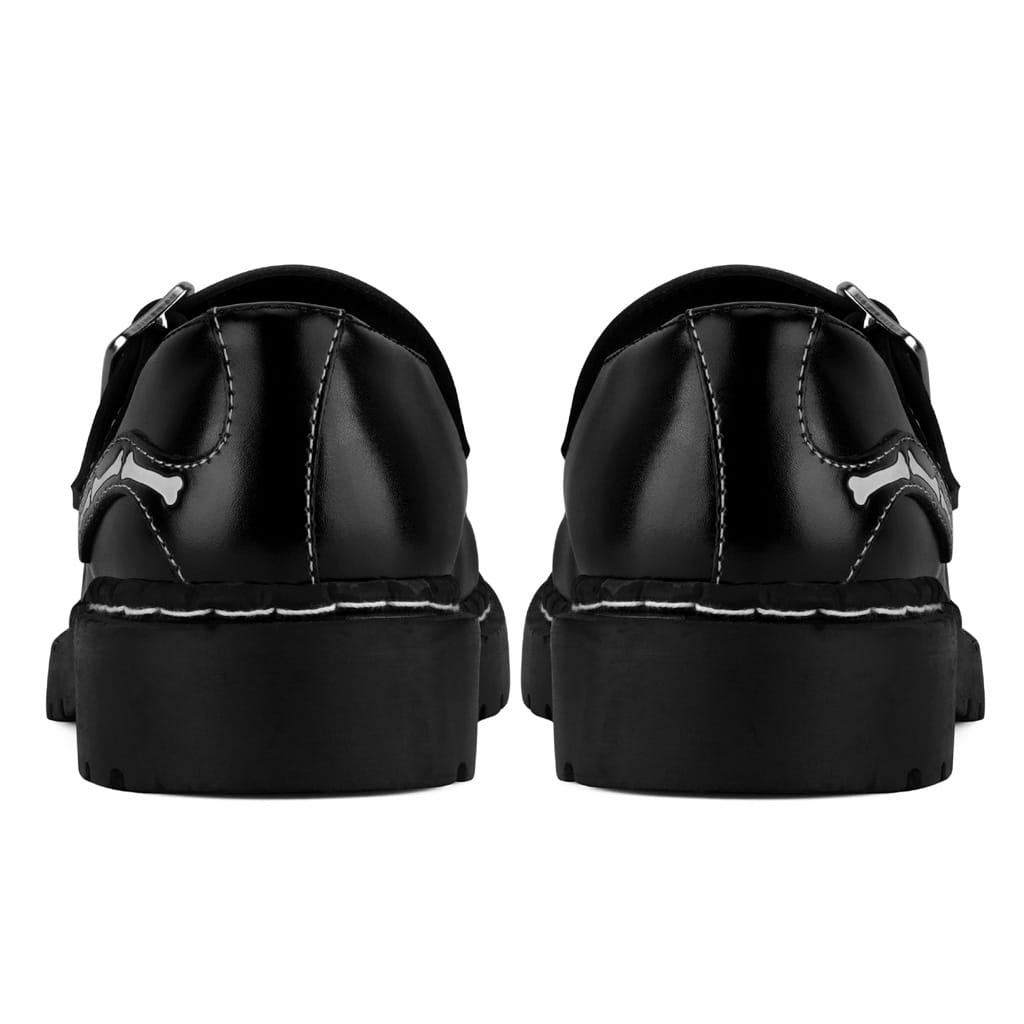 TUK Shoes Mary Jane Kitty Black & White Bones