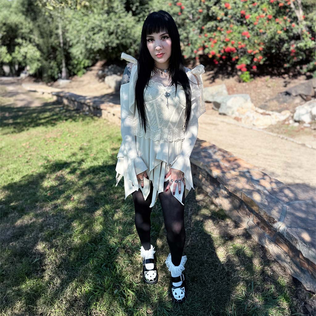 TUK Shoes Mary Jane Kitty Black & White Bones