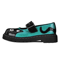 Mary Jane Kitty Black & Teal Glitter