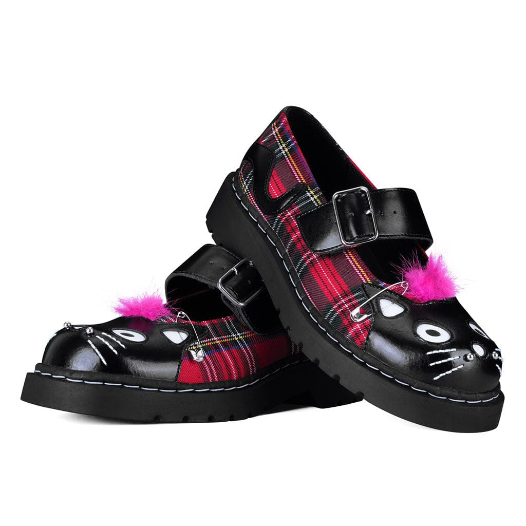 TUK Shoes Mary Jane Kitty Black & Tartan Punk