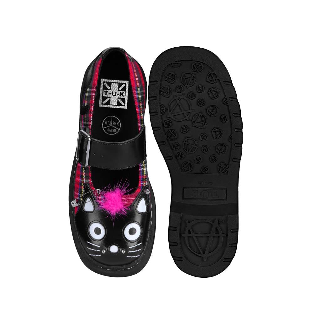 TUK Shoes Mary Jane Kitty Black & Tartan Punk