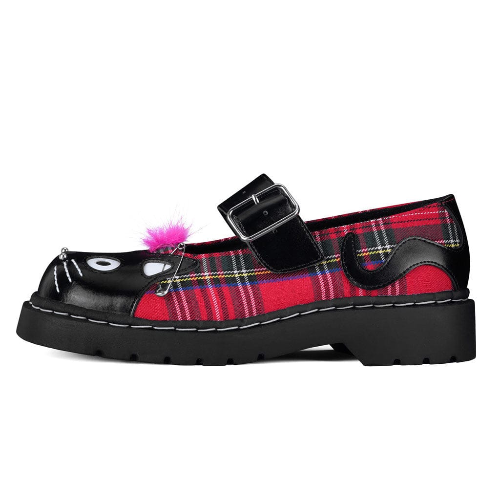 TUK Shoes Mary Jane Kitty Black & Tartan Punk