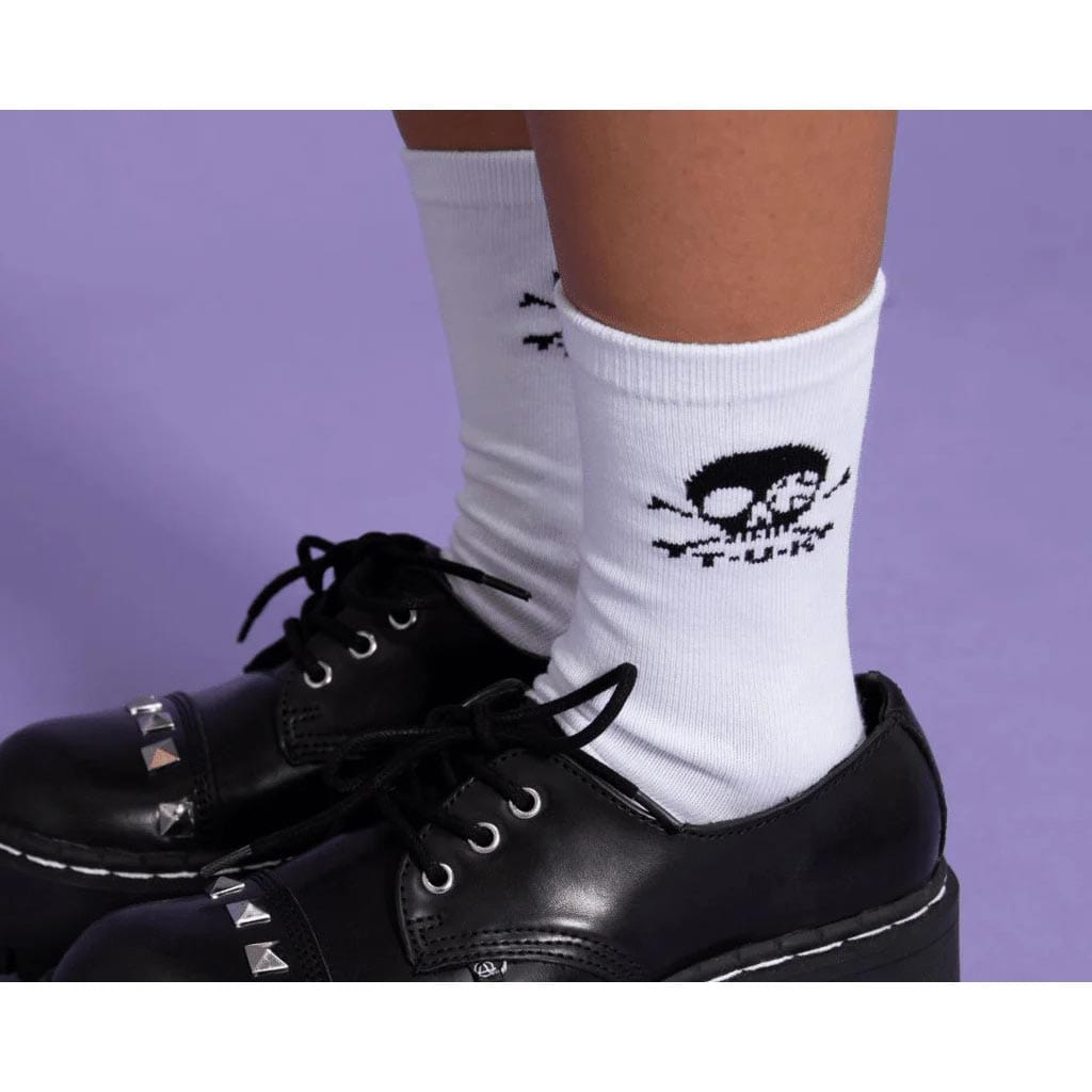TUK Shoes Ankle Sock White T.U.K. Skull Womens