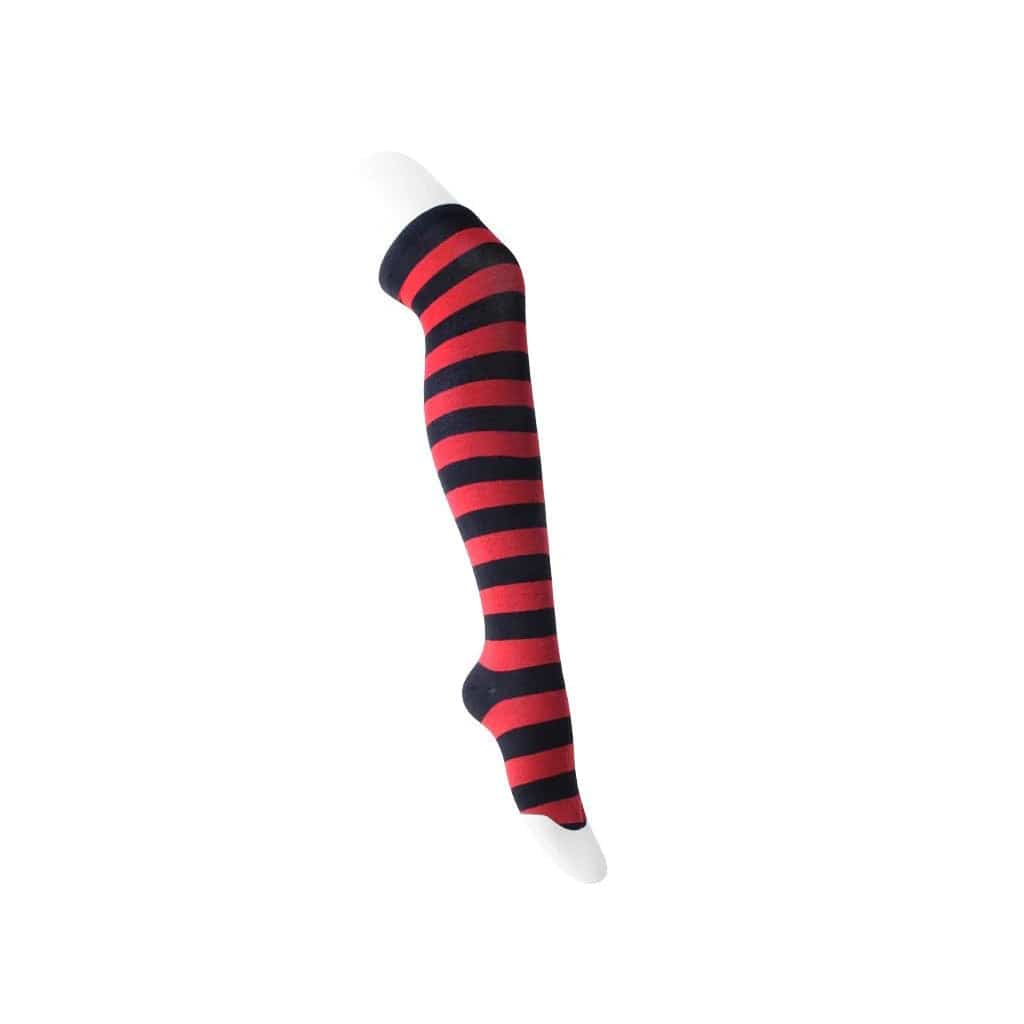 TUK Shoes Red & Black Striped Thigh High Sock