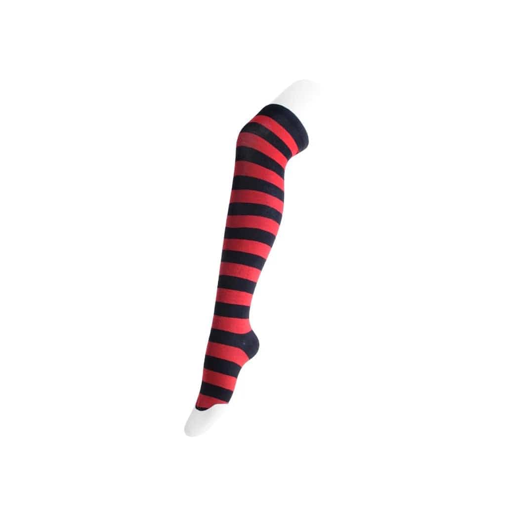 TUK Shoes Red & Black Striped Thigh High Sock