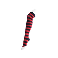 Red & Black Striped Thigh High Sock