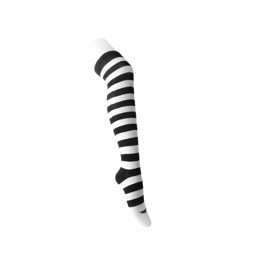 TUK Shoes Black & White Striped Thigh High Sock