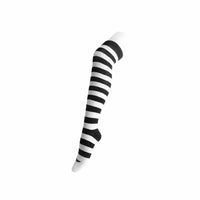Black & White Striped Thigh High Sock