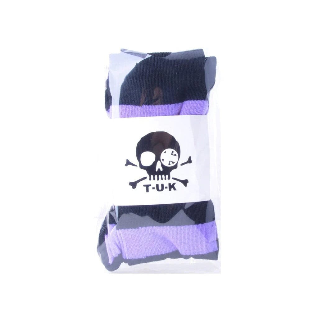 TUK Shoes Black & Purple Striped Thigh High Sock