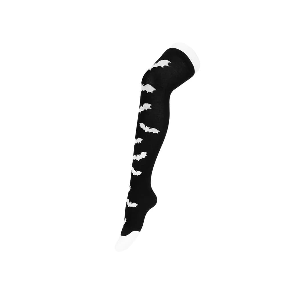 TUK Shoes Thigh High Black Knit Bat Sock Women's