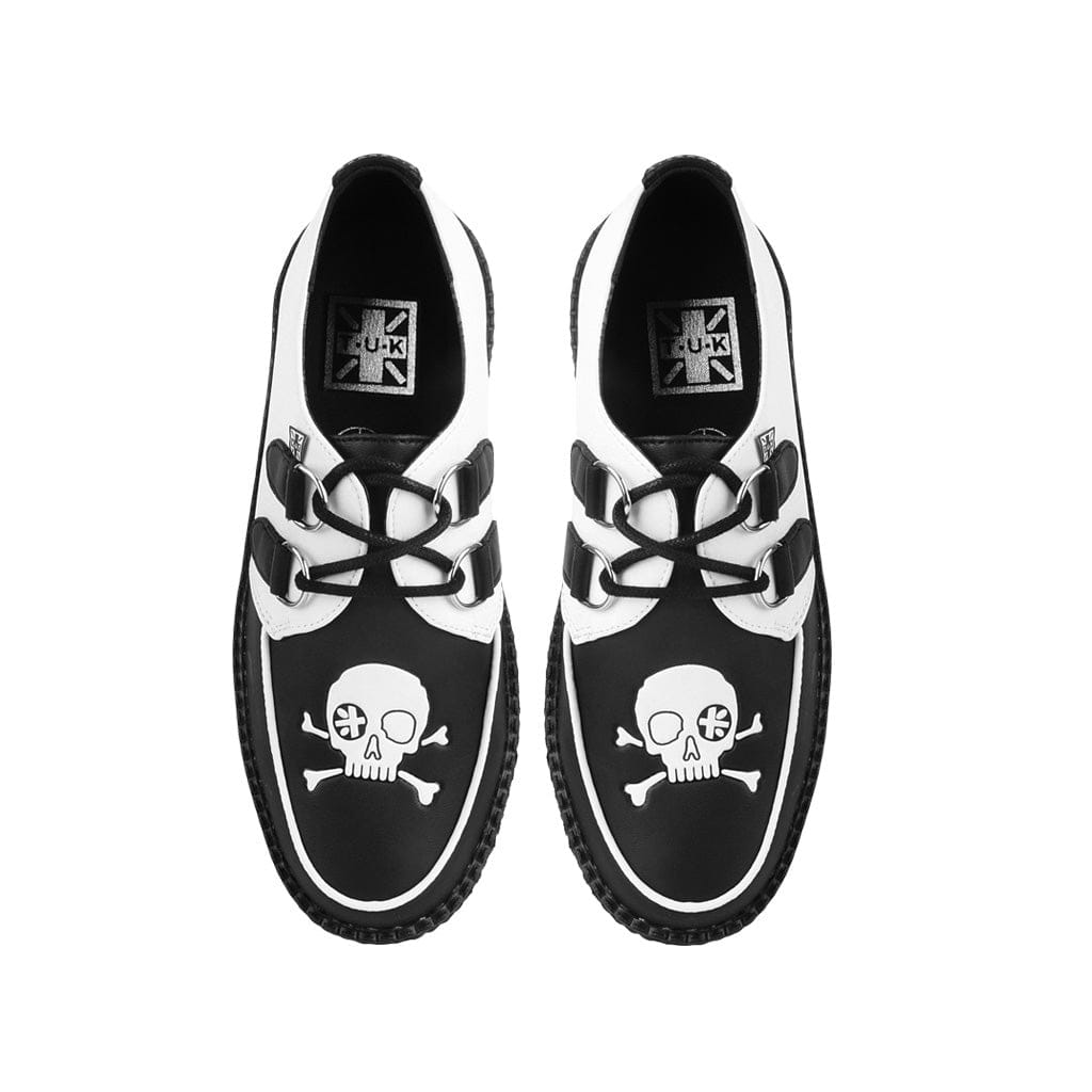 TUK Shoes Viva High Creeper Black & White Skull Print