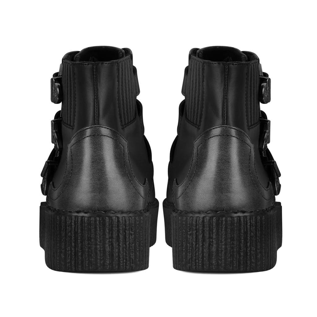 TUK Shoes Viva High Creeper 3-Buckle Western Boot Black/Silver