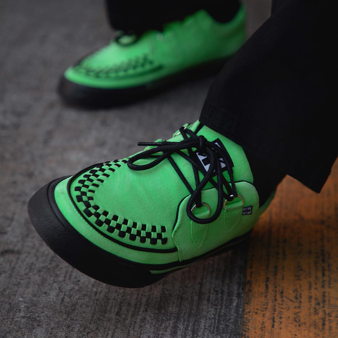 TUK Shoes Creeper Sneaker Neon Green Suede