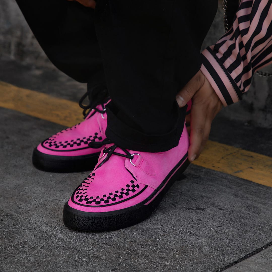 TUK Shoes Creeper Sneaker Neon Pink Suede
