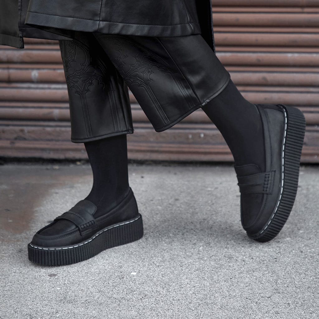 TUK Shoes Vintage Creeper Black Leather Loafer
