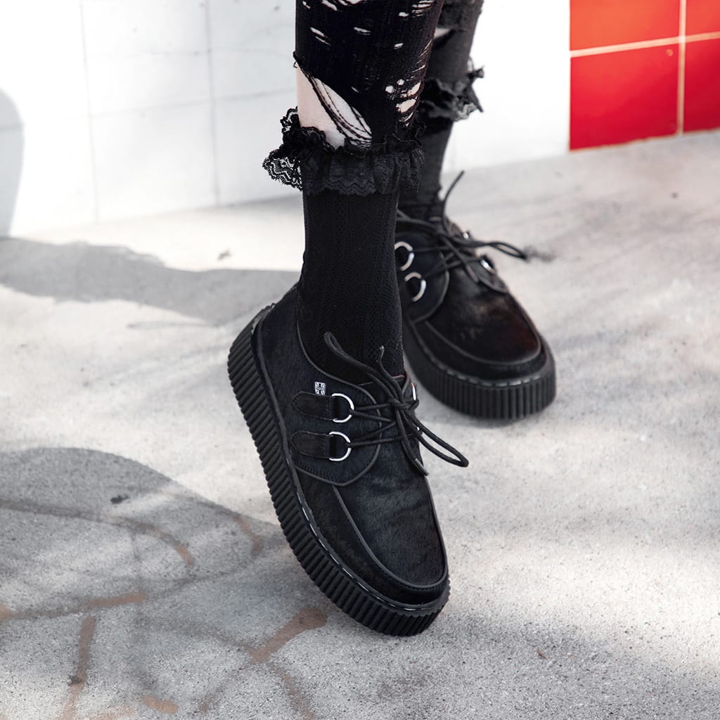 TUK Shoes Vintage Creeper Black Cow Hair
