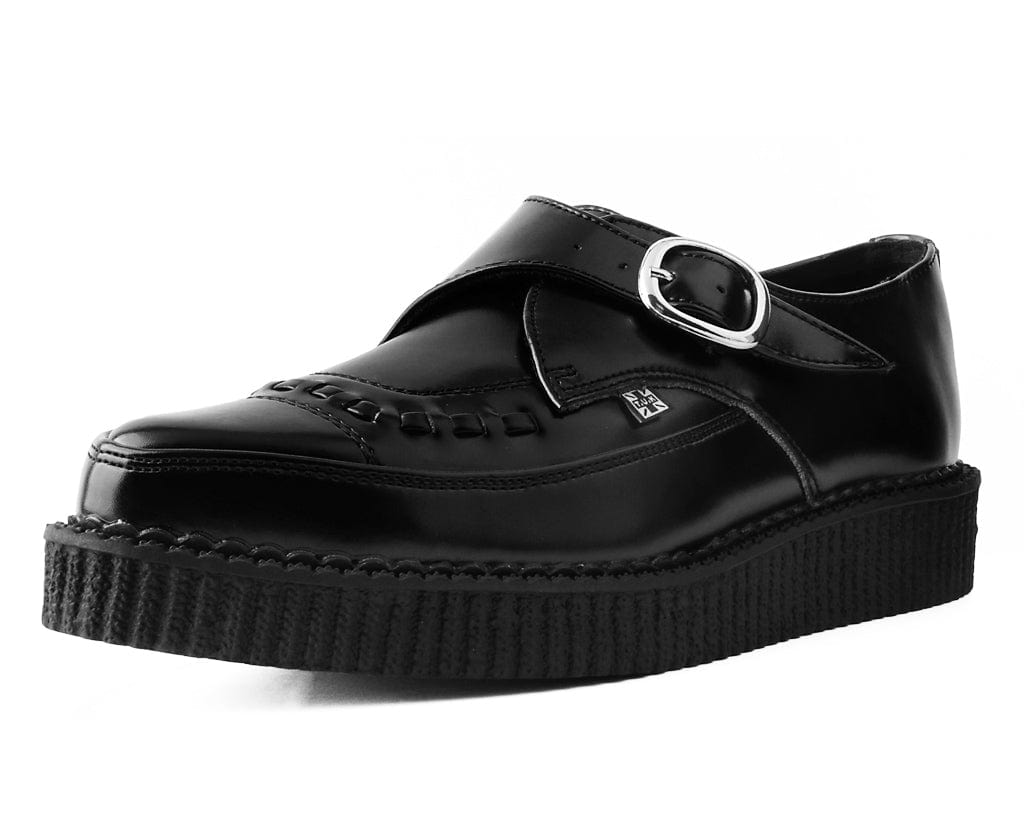 Pointed Monk Buckle Creeper Black Leather | T.U.K. Shoes