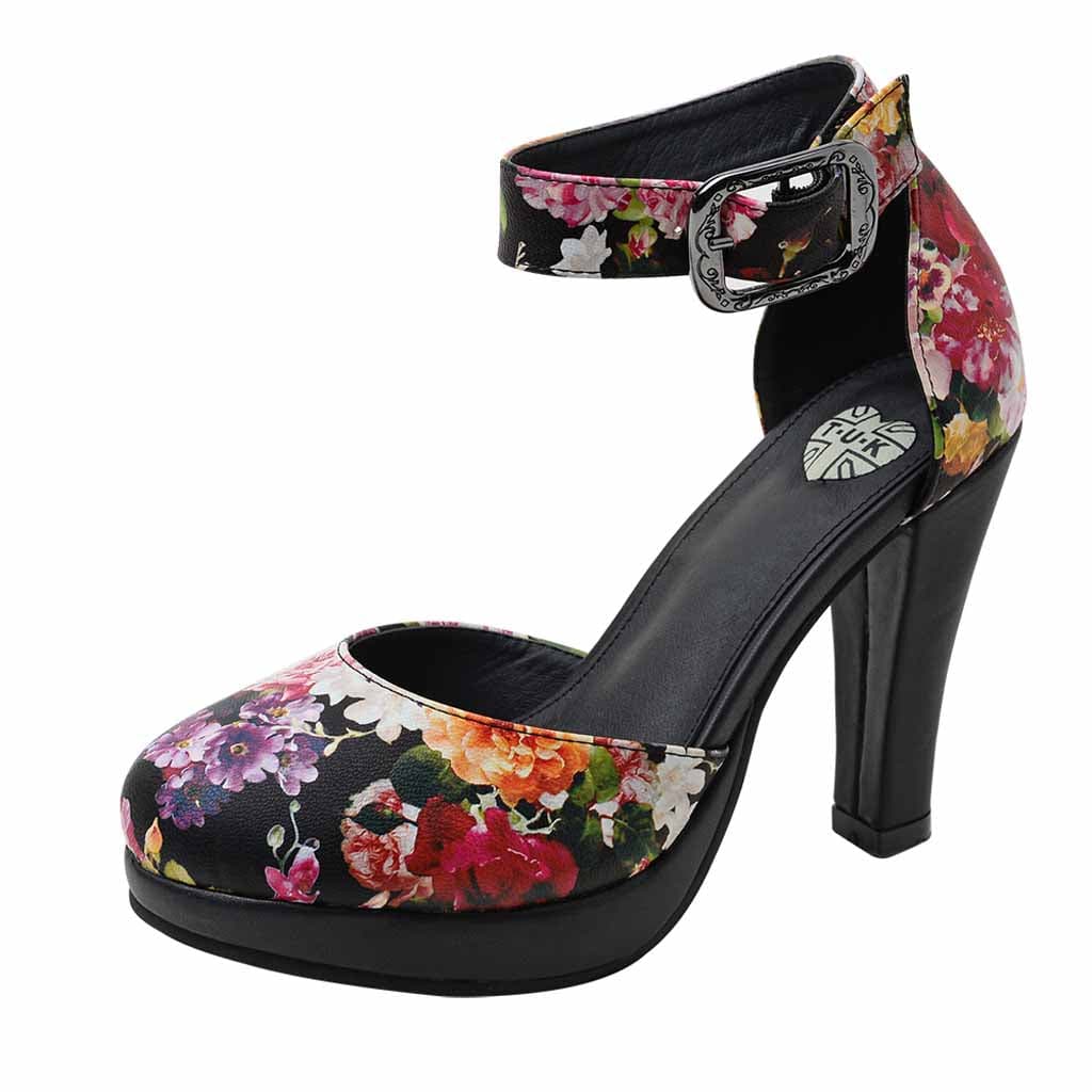 TUK Shoes Starlet Heel Black Floral