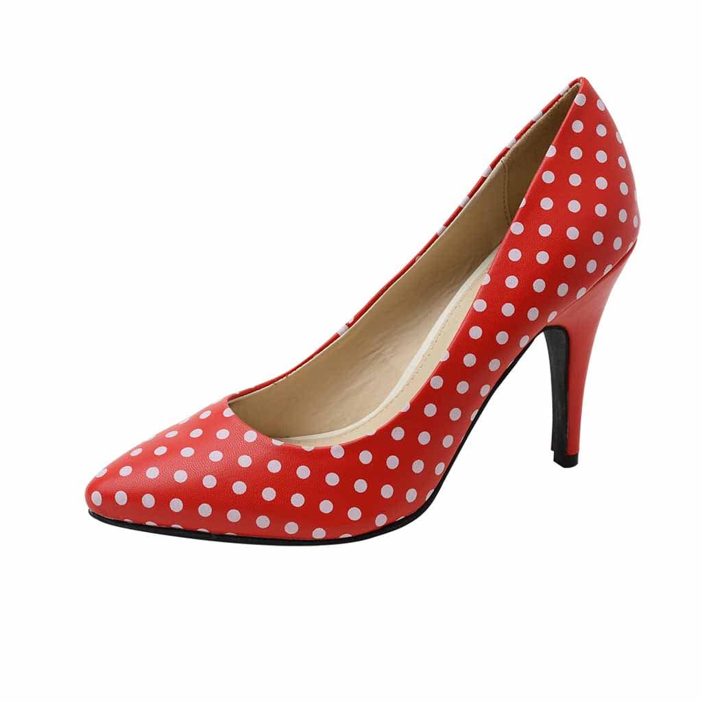TUK Shoes Diana Heel Red / White Polka Dot