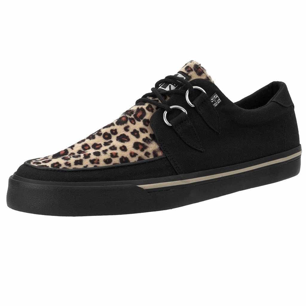 TUK Shoes Creeper Sneaker Black Canvas & Leopard Print