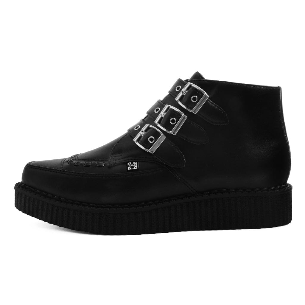 TUK Shoes Pointed Creeper 3-Buckle Boot Black TUKskin™