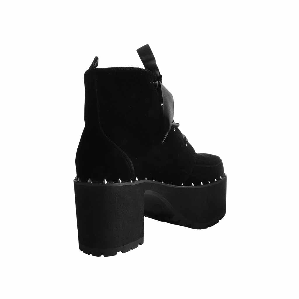 TUK Shoes Nosebleed Boot Black Velvet Spike Welt