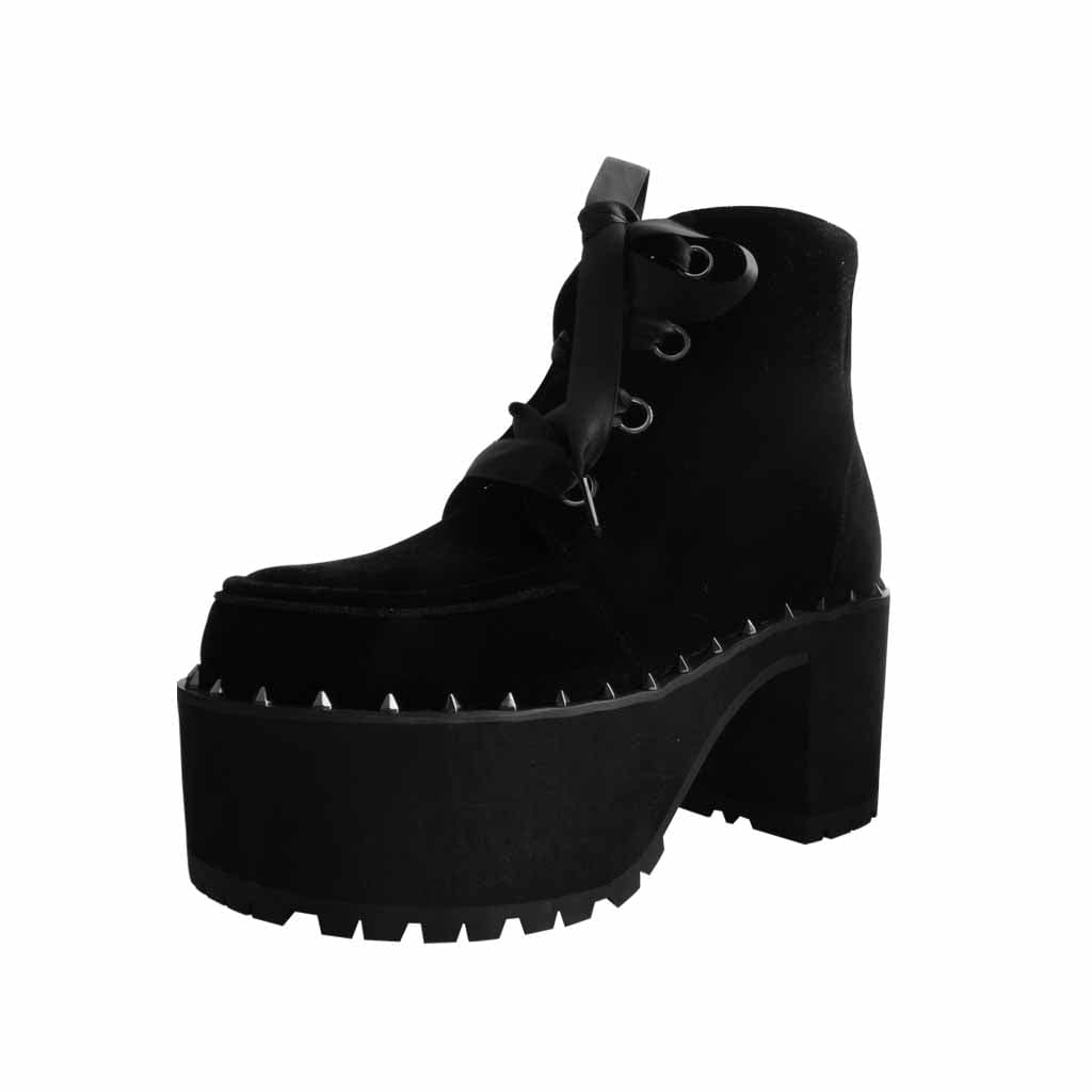 TUK Shoes Nosebleed Boot Black Velvet Spike Welt