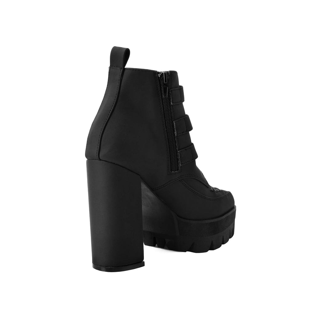 Rockstar Pointed Platform 3-Buckle Boot Black – Shoes
