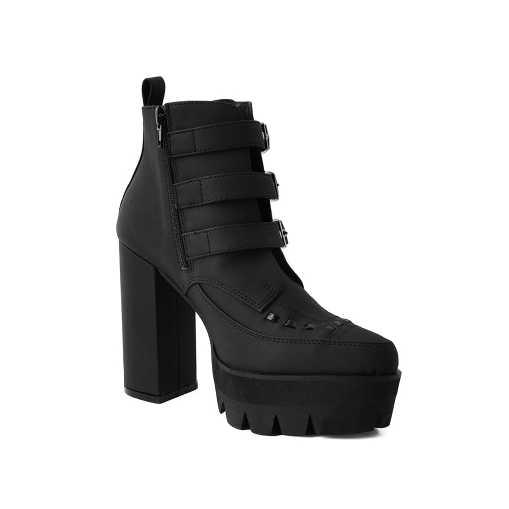 Rockstar Pointed Platform 3-Buckle Boot Black – Shoes