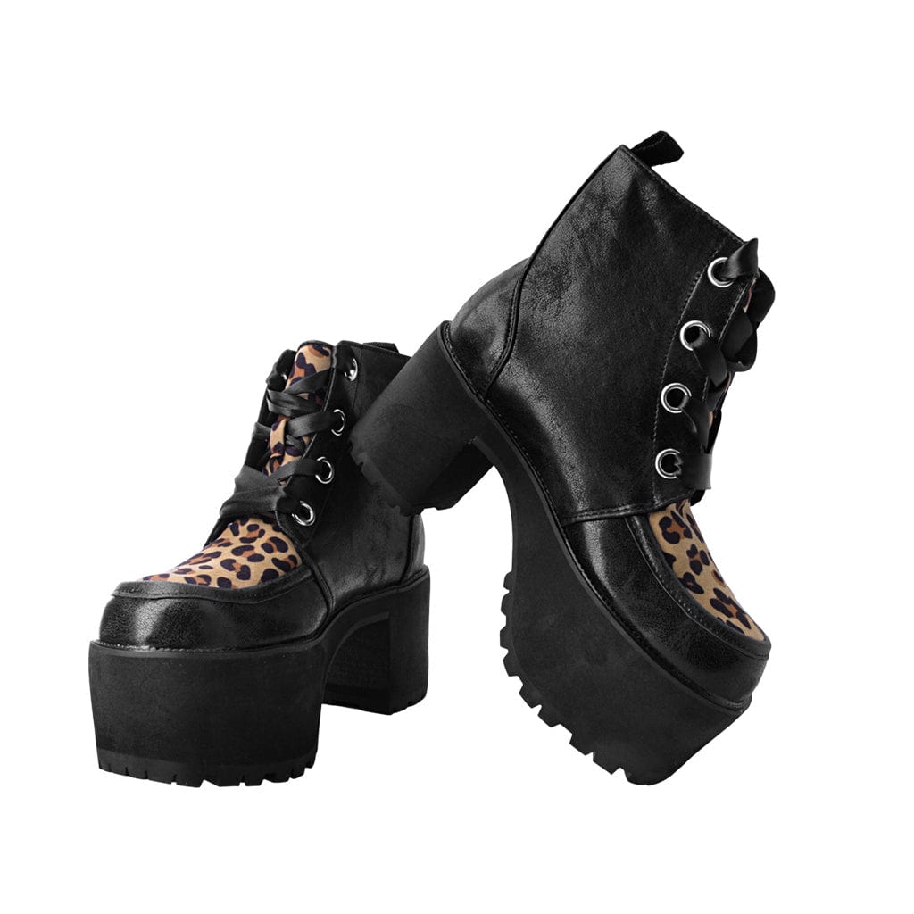 TUK Shoes Nosebleed Boot Black / Leopard Print