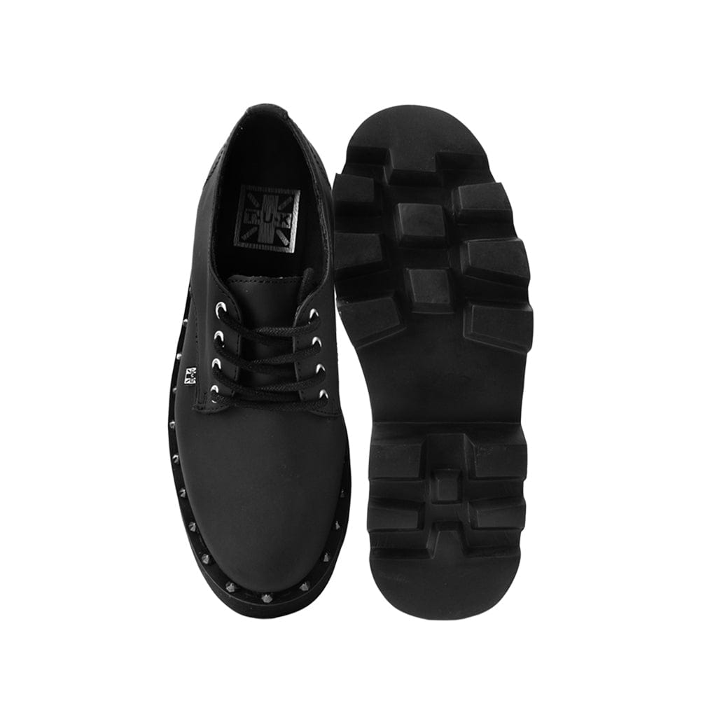 TUK Shoes Spiked Dino Lug Stacked Sole Black Vegan Leather
